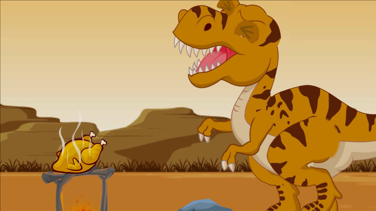 霸道的霸王龙想抢小恐龙的食物,结果被大恐龙吓跑了_86