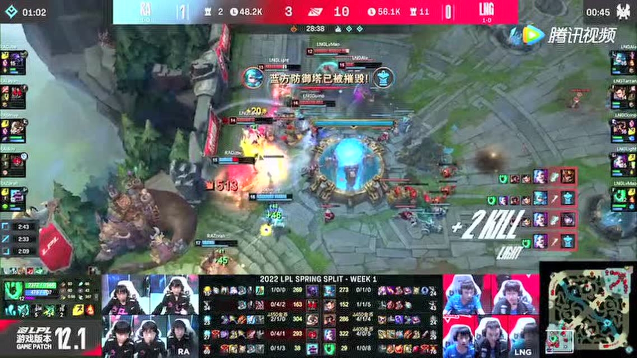 RA五人高地无力开团 金克丝输出拉满三杀扳平比分
