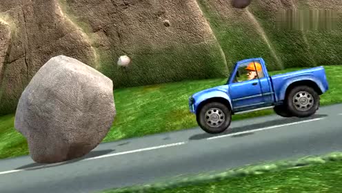 熊出没:狗熊岭发生地震 强哥开车途中遭遇石头险砸 好危险