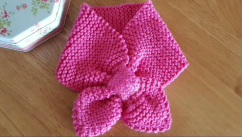 棒针编织 简单漂亮的兔儿围巾编织教程,宝妈赶快动手吧