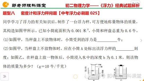 中考物理力学综合性计算题 浮力称与液体密度综合 腾讯om视频 腾讯网