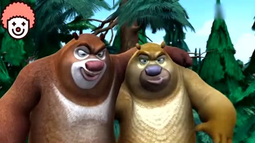 熊出没:熊大和熊二两个人在地上走着,向森林方向