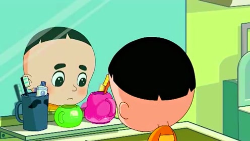 早上起来也要刷牙哦,可是大头儿子不喜欢