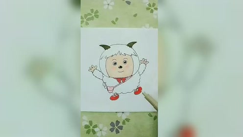 画胖胖的暖羊羊卡通简笔画