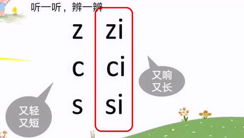 整体认读音节 zi ci si