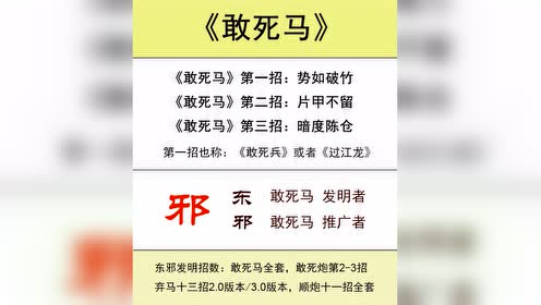 《敢死马》象棋全集(第01集)东邪自创发明独门绝招:敢死马