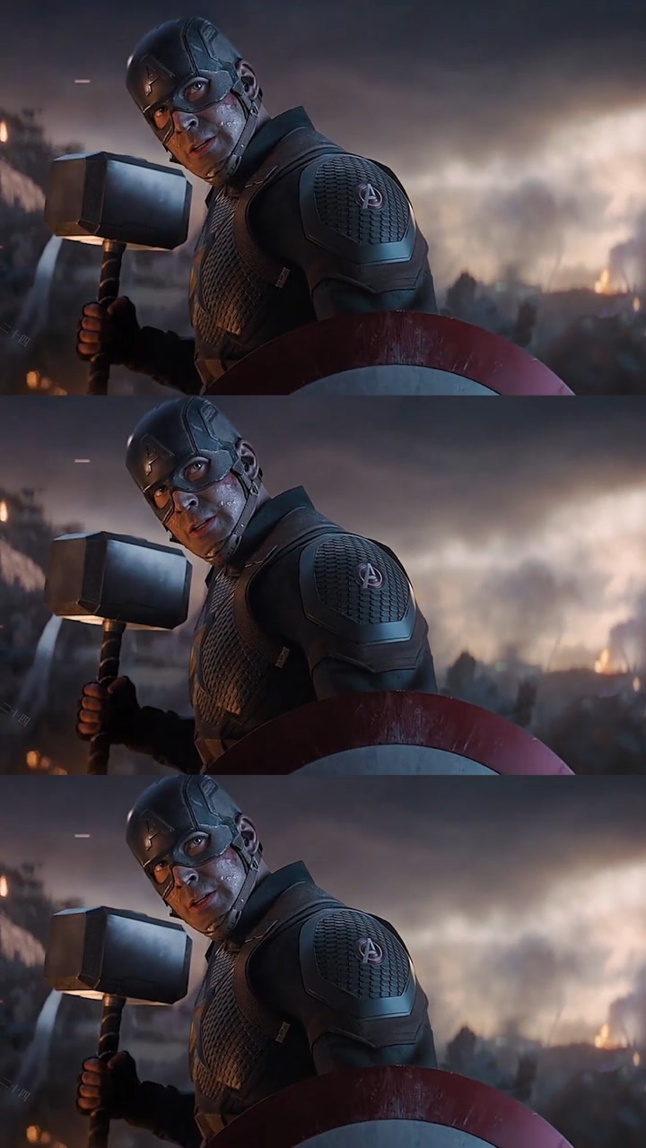 表面上拿不起锤子,其实背地里练了一套连招#漫威 #美国队长 #影视