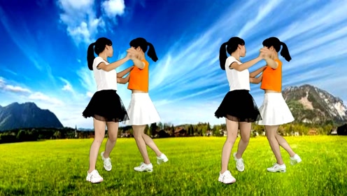 母女双人舞,网红14步《红尘情歌》简单好学