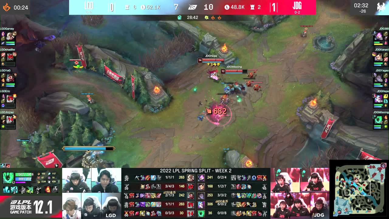LGD卡视野rush大龙 369凯南绕后留下两个