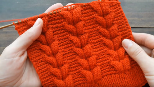 立体感十足的一款棒针花样,八字羊角花教程,织毛衣帽子围巾都行