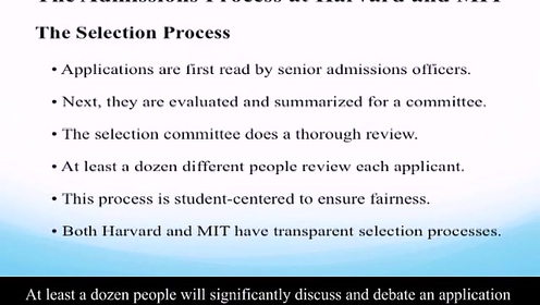 Harvard 和MIT 的招生过程
