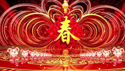 led高清春晚开场舞蹈美丽中国年背景视频