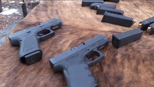 格洛克23式手枪,老大爷户外靶场射击测试,枪法还是这么准