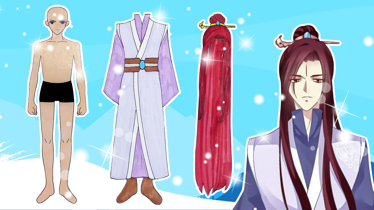 手工纸娃娃玩具:纸娃娃装扮,《猫妖的诱惑》沈墨卿古代装扮