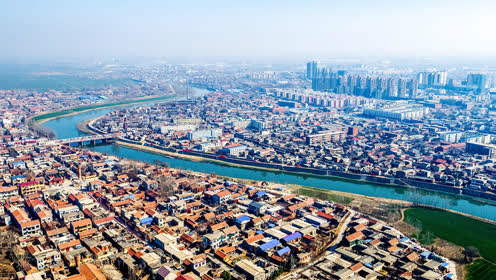 河南滑县:无人机河西航拍道口古镇 360度环摄大运河周边