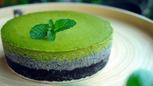 抹茶黑芝麻芝士蛋糕,日式小清新甜点