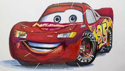 铅笔3d绘画技巧,汽车总动员闪电麦昆,惟妙惟肖的卡通人物