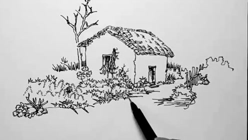 汤向钢笔画——风景速写入门教程 第一季:小瓦房