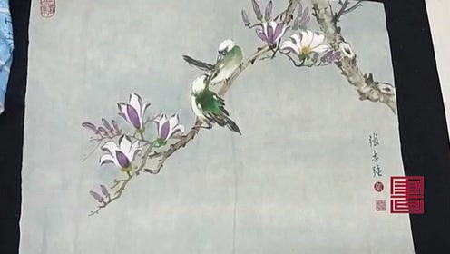 花鸟画欣赏 张志强老师画辛夷花与小鸟笔墨清秀表现细腻 腾讯视频