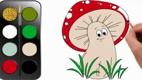 儿童简笔画,大红蘑菇画画