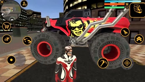 飞天超能英雄:碰撞测试,驾驶巨大的大脚车从楼顶上冲下去