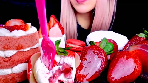 吃播:国外美女大胃王吃美味甜品,这些甜品既精致又美味