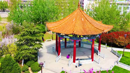 航拍汤阴人和公园