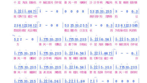 《像风一样》有声简谱,单依纯翻唱薛之谦的歌曲,席卷我所有抵抗不要我