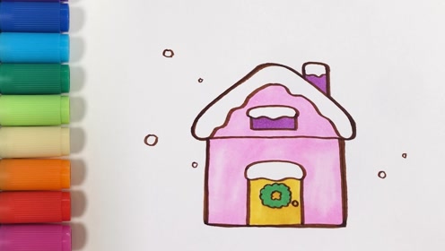 儿歌多多儿童简笔画,下雪小屋,宝贝用蜡笔画个简单的冰雪城堡