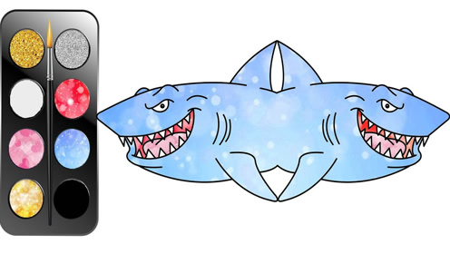 亲子简笔画:两条飞鲨鱼,涂颜色亲子早教