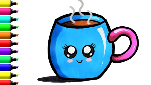 茶杯简笔画彩色图片