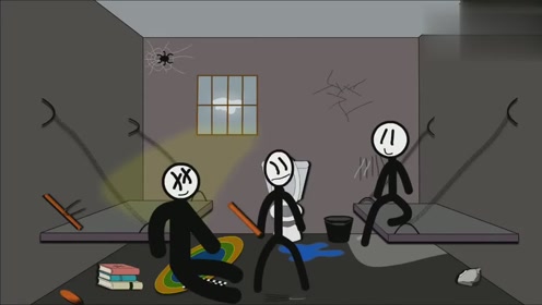 火柴人动画:三人小黑屋如何逃走?搞笑短片