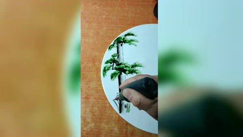 果酱画小盘头松树作品