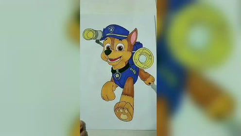 画汪汪队阿奇火力全开卡通简笔画