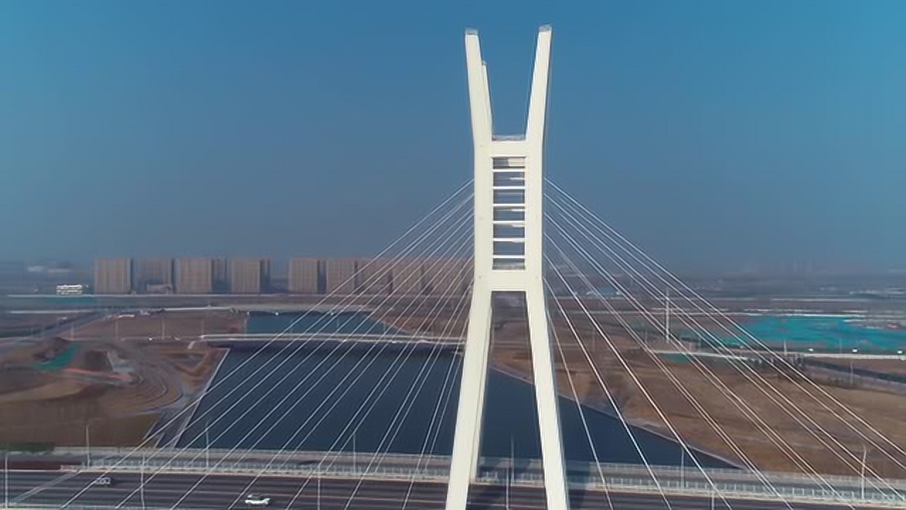 航拍郑州北龙湖引水渠桥,这样的镜头看着就舒服