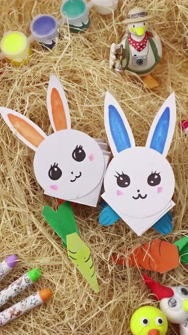 超级简单的折纸跳跳兔,孩子们喜欢的不得了!