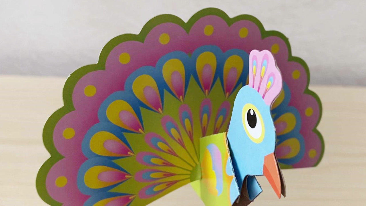 手工diy,教你制作一只开屏的"孔雀",简单又有趣!