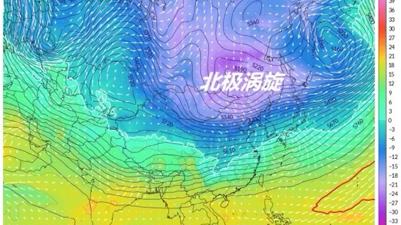 冬季亚欧大陆高空500hpa大气环流形势分析图