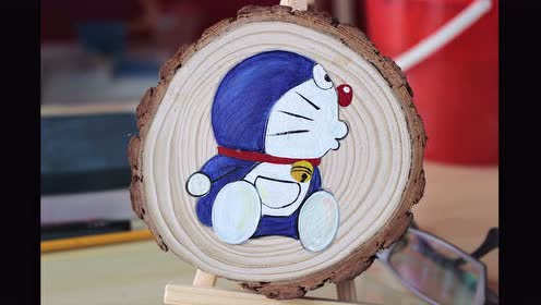 美术部-油画教师-陈源洋---木版画《哆啦a梦》