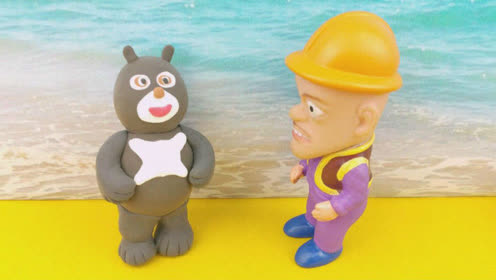 diy手工制作熊出没系列卡通人物熊大下集 超轻粘土玩具做游戏