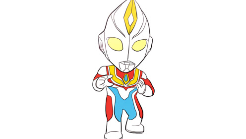 简单帅气的戴拿奥特曼儿童亲子简笔画