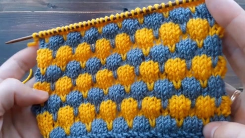 双色热气球图案棒针编织针法,时尚好看,适合织年轻人穿的毛衣