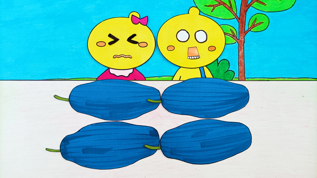 手绘定格动画:豆乐豆咪一起吃蓝靛果!