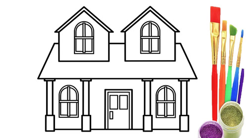 给宝宝画一个大房子,学习颜色,简笔画涂色彩
