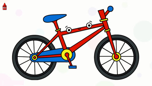 幼儿简笔画画法,和孩子一起画一辆自行车并填色