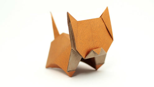 萌萌哒的折纸立体小猫,摆在桌上让心情瞬间大好!