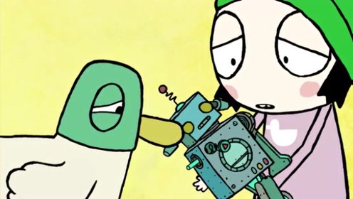 萨拉和乖乖鸭:乖乖鸭的机器人摔坏了,可怜的乖乖鸭有些难过!