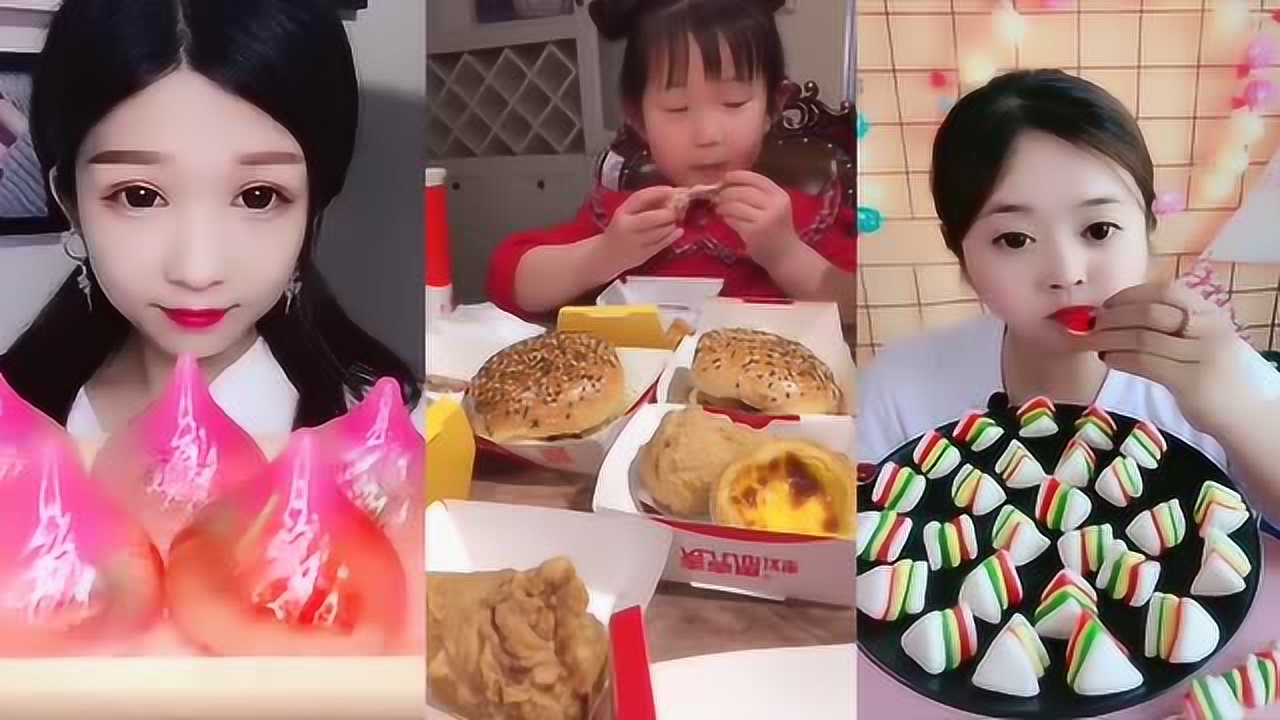 吃播大胃王:小宝宝吃汉堡和鸡腿,看着真有食欲!