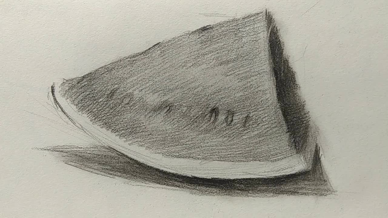 基础静物素描:一牙西瓜