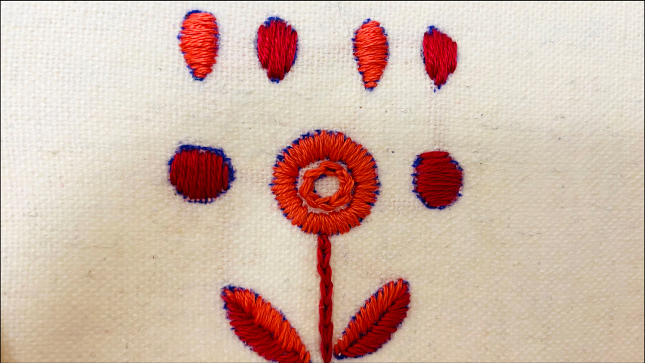 用缎面绣对图案进行简单填充